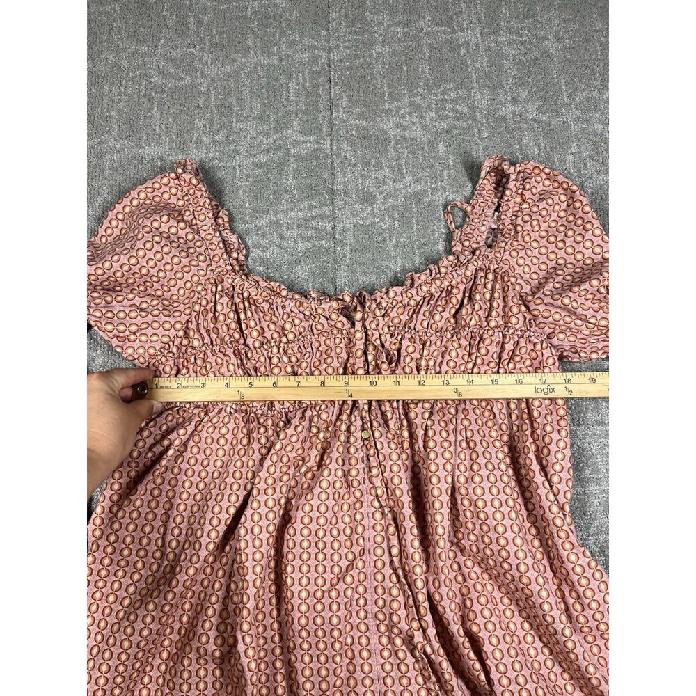 Free People Mini Dress Red Star Dip Smocked Allover Print Loose A Line Large - Picture 5 of 11